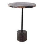 Table d'appoint avec plateau rond en marbre et base décorative - Pièce d'appoint moderne pour les petits espaces, la décoration de pièces et la décoration intérieure - 21, Noir et Marron