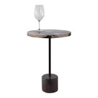 Table d'appoint avec plateau rond en marbre et base décorative - Pièce d'appoint moderne pour les petits espaces, la décoration de pièces et la décoration intérieure - 21, Noir et Marron