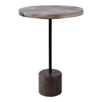 Table d'appoint avec plateau rond en marbre et base décorative - Pièce d'appoint moderne pour les petits espaces, la décoration de pièces et la décoration intérieure - 21, Noir et Marron