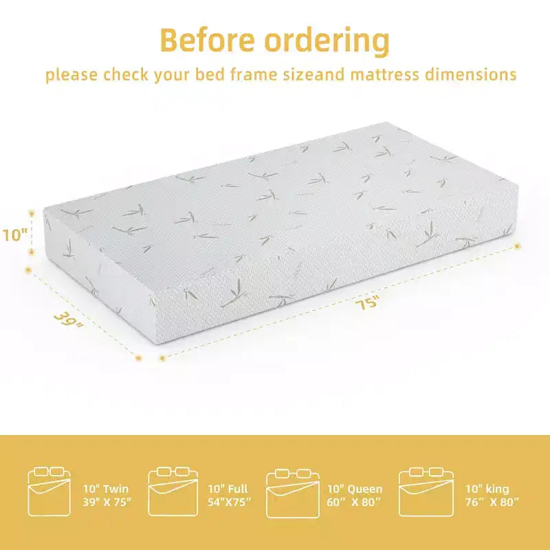 Matelas SUGIFT en mousse à mémoire de forme 10 pouces, fermeté moyenne, matelas rafraîchissant