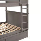Lit superposé double sur double avec tiroir-lit, cadre de lit superposé en bois double pour enfants et adolescents