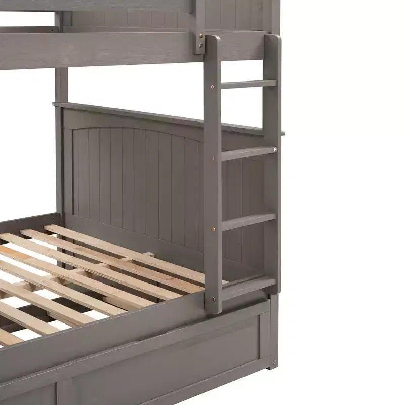 Lit superposé double sur double avec tiroir-lit, cadre de lit superposé en bois double pour enfants et adolescents