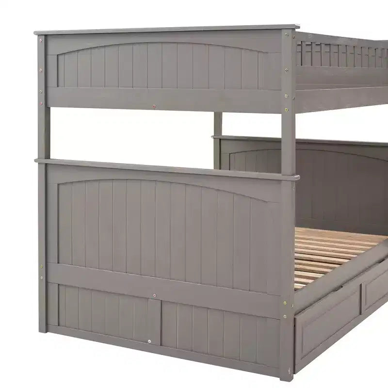 Lit superposé double sur double avec tiroir-lit, cadre de lit superposé en bois double pour enfants et adolescents