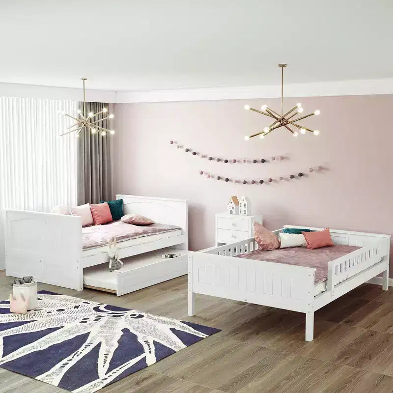 Lit superposé double sur double avec tiroir-lit, cadre de lit superposé en bois double pour enfants et adolescents