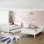 Lit superposé double sur double avec tiroir-lit, cadre de lit superposé en bois double pour enfants et adolescents