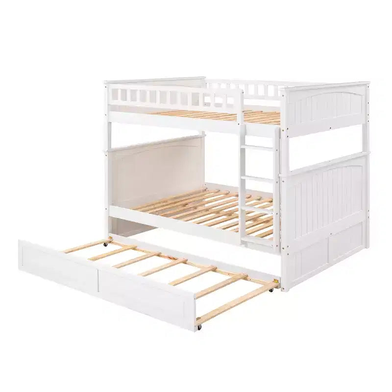 Lit superposé double sur double avec tiroir-lit, cadre de lit superposé en bois double pour enfants et adolescents
