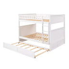 Lit superposé double sur double avec tiroir-lit, cadre de lit superposé en bois double pour enfants et adolescents