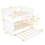 Lit superposé double sur double avec tiroir-lit, cadre de lit superposé en bois double pour enfants et adolescents