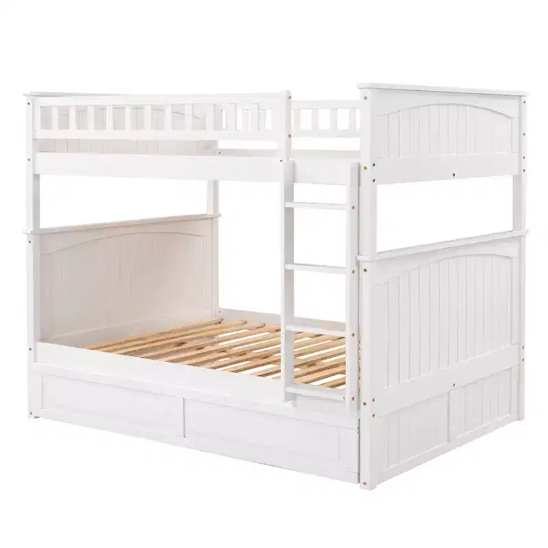 Lit superposé double sur double avec tiroir-lit, cadre de lit superposé en bois double pour enfants et adolescents