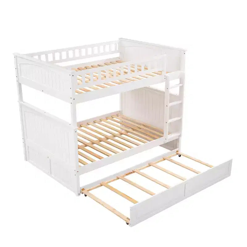 Lit superposé double sur double avec tiroir-lit, cadre de lit superposé en bois double pour enfants et adolescents