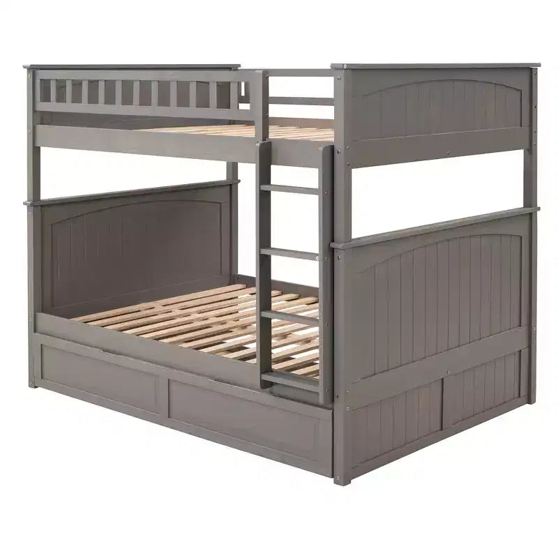 Lit superposé double sur double avec tiroir-lit, cadre de lit superposé en bois double pour enfants et adolescents