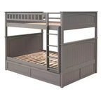Lit superposé double sur double avec tiroir-lit, cadre de lit superposé en bois double pour enfants et adolescents