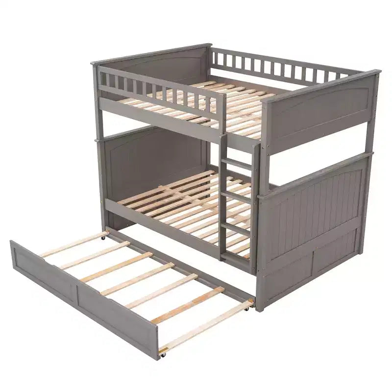 Lit superposé double sur double avec tiroir-lit, cadre de lit superposé en bois double pour enfants et adolescents