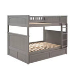 Lit superposé double sur double avec tiroir-lit, cadre de lit superposé en bois double pour enfants et adolescents