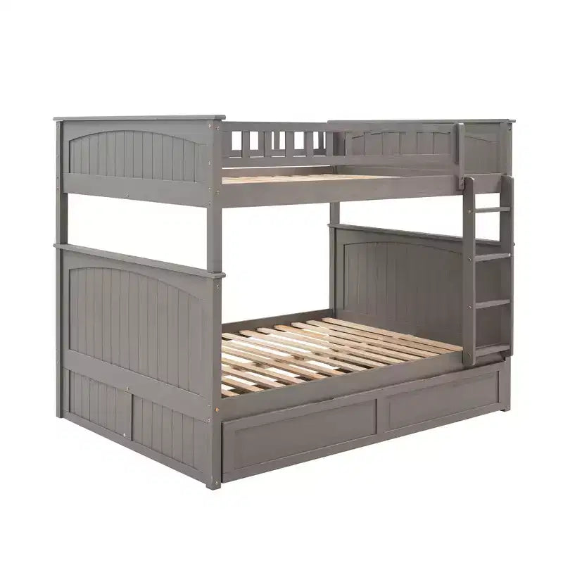 Lit superposé double sur double avec tiroir-lit, cadre de lit superposé en bois double pour enfants et adolescents