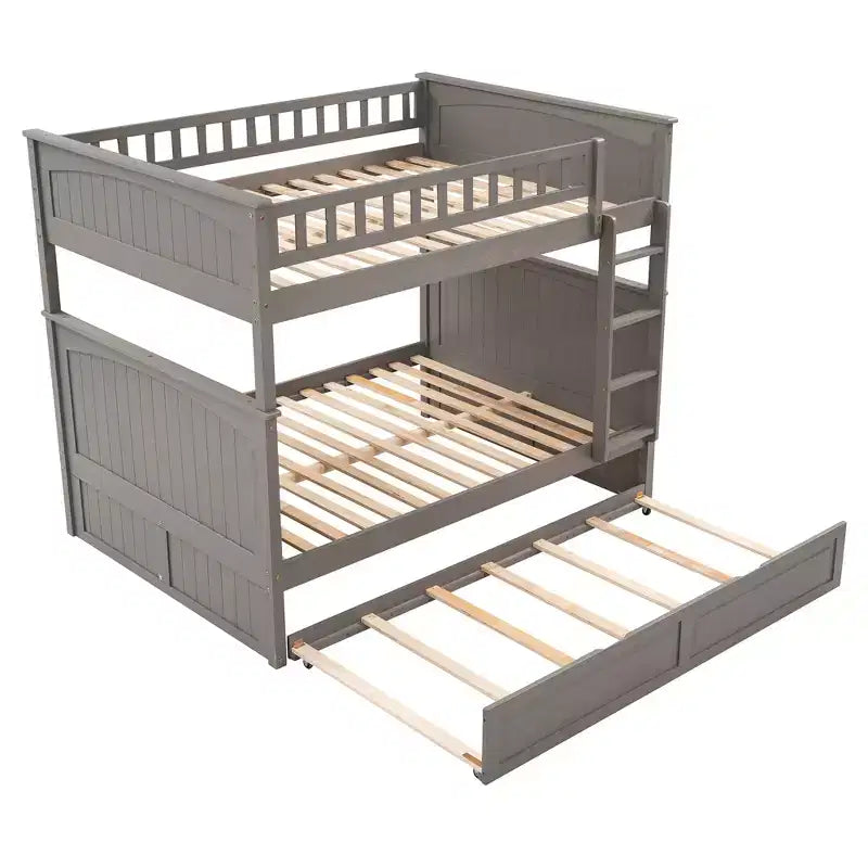 Lit superposé double sur double avec tiroir-lit, cadre de lit superposé en bois double pour enfants et adolescents