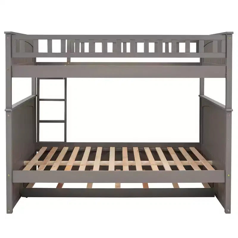Lit superposé double sur double avec tiroir-lit, cadre de lit superposé en bois double pour enfants et adolescents