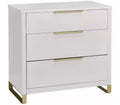Modrn 62564562 Glam 3 Drawer Dresser, Bianca White W/Satin Brass