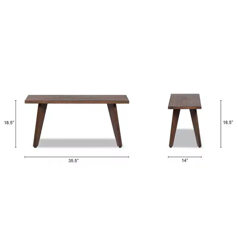 Banc en bois de chêne rouge massif Jennifer Taylor Home Capri 35,5 po