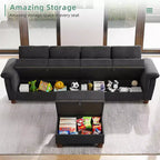 Canapé d'angle modulable Celebalcony, Canapé en L convertible avec rangement, Canapé modulable avec pouf de rangement pour salon, appartement, bureau