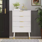 COZONY 4-Drawer Fluted Dresser Set, Modern Wood Storage Cabinet, Bedroom Dresser Chest Organizer 2 pcs with 2 boxs shipping