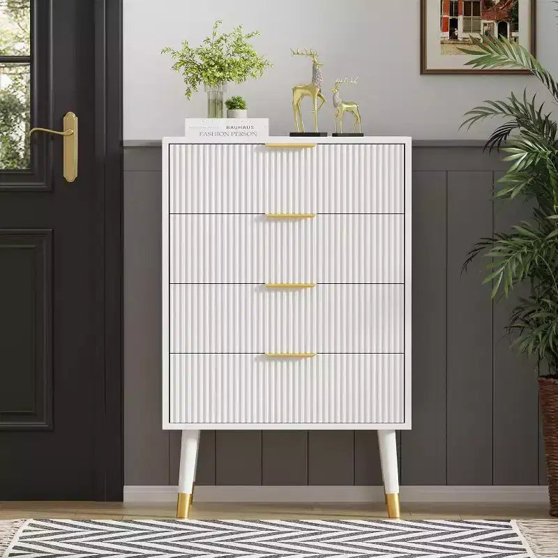 COZONY 4-Drawer Fluted Dresser Set, Modern Wood Storage Cabinet, Bedroom Dresser Chest Organizer 2 pcs with 2 boxs shipping