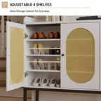 Meuble à chaussures TruAIR blanc à 6 niveaux avec 3 portes en rotin (46,1L x 13,9P x 28,7H) - Organiseur autoportant pour entrée et salon