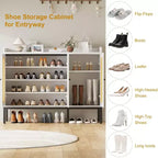 Meuble à chaussures TruAIR blanc à 6 niveaux avec 3 portes en rotin (46,1L x 13,9P x 28,7H) - Organiseur autoportant pour entrée et salon