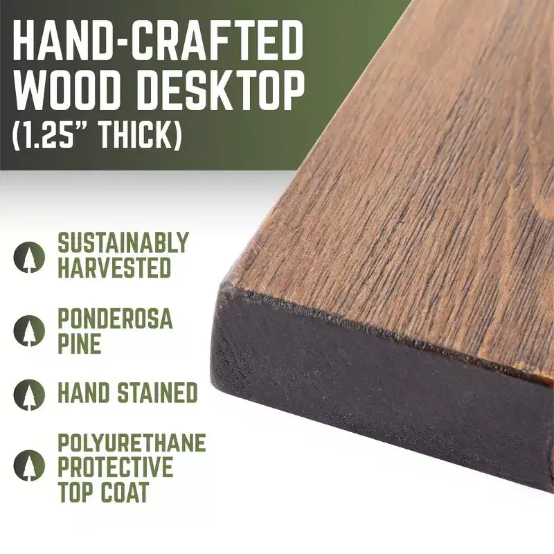 Bureau de travail en bois massif brun RESTORE de Pipe Decor