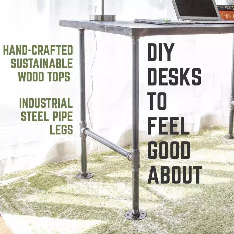 Bureau de travail en bois massif brun RESTORE de Pipe Decor