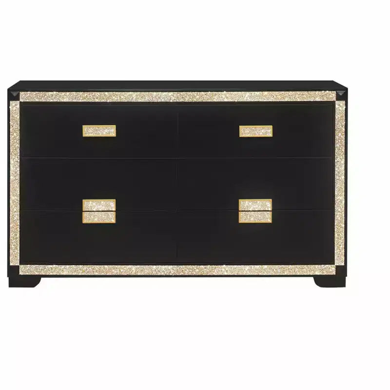 HomeStock 20.25 in.H Chip Board Horizontal Dressers with 4 - Drawers in Black