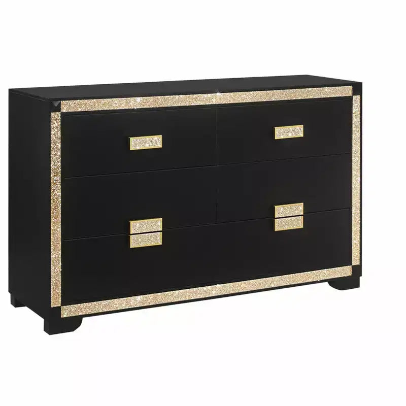 HomeStock Commode horizontale en panneaux de particules de 20,25 po de hauteur avec 4 tiroirs, noire