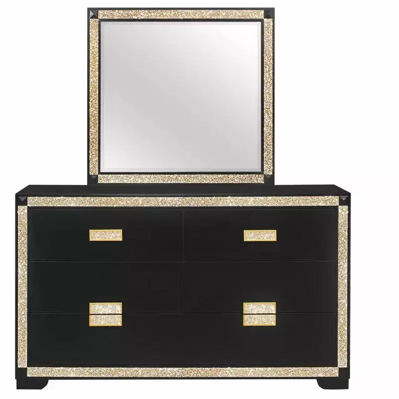 HomeStock Commode horizontale en panneaux de particules de 20,25 po de hauteur avec 4 tiroirs, noire