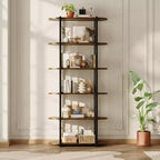 Étagère industrielle à 6 niveaux – Bibliothèque de 180 cm de haut avec cadre en métal et étagères en MDF, étagère de rangement autoportante pour salon, chambre, maison