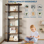 Étagère industrielle à 6 niveaux – Bibliothèque de 180 cm de haut avec cadre en métal et étagères en MDF, étagère de rangement autoportante pour salon, chambre, maison