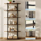 Étagère industrielle à 6 niveaux – Bibliothèque de 180 cm de haut avec cadre en métal et étagères en MDF, étagère de rangement autoportante pour salon, chambre, maison