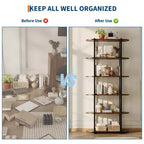 Étagère industrielle à 6 niveaux – Bibliothèque de 180 cm de haut avec cadre en métal et étagères en MDF, étagère de rangement autoportante pour salon, chambre, maison