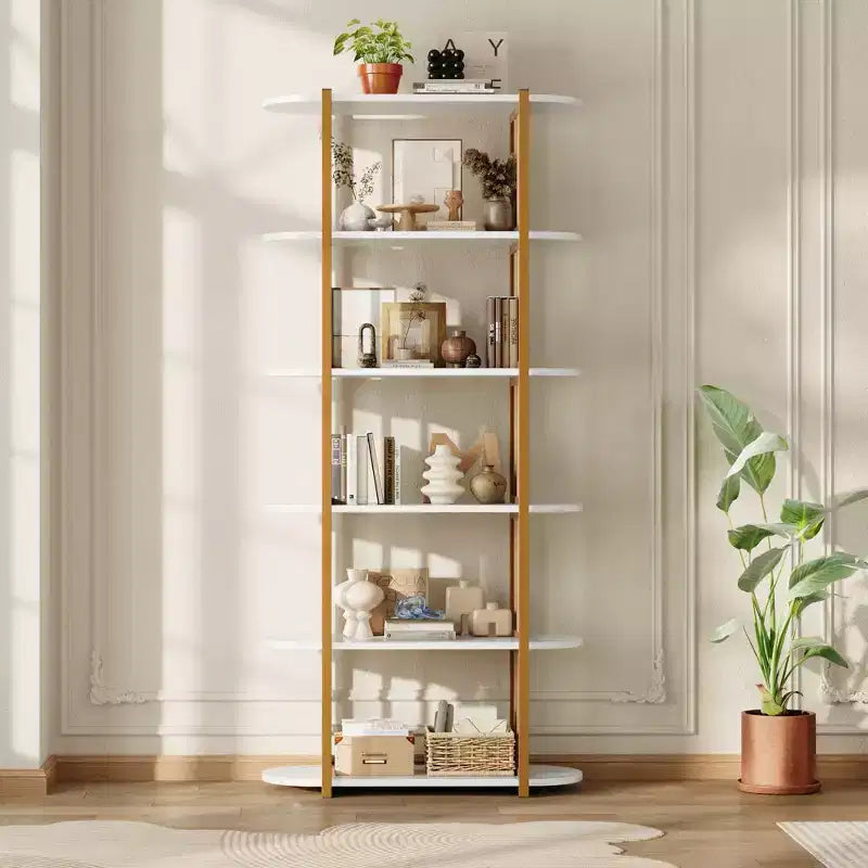 Étagère industrielle à 6 niveaux – Bibliothèque de 180 cm de haut avec cadre en métal et étagères en MDF, étagère de rangement autoportante pour salon, chambre, maison