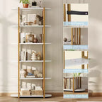 Étagère industrielle à 6 niveaux – Bibliothèque de 180 cm de haut avec cadre en métal et étagères en MDF, étagère de rangement autoportante pour salon, chambre, maison