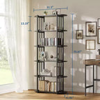 Étagère industrielle à 6 niveaux – Bibliothèque de 180 cm de haut avec cadre en métal et étagères en MDF, étagère de rangement autoportante pour salon, chambre, maison
