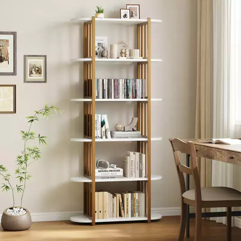 Étagère industrielle à 6 niveaux – Bibliothèque de 180 cm de haut avec cadre en métal et étagères en MDF, étagère de rangement autoportante pour salon, chambre, maison