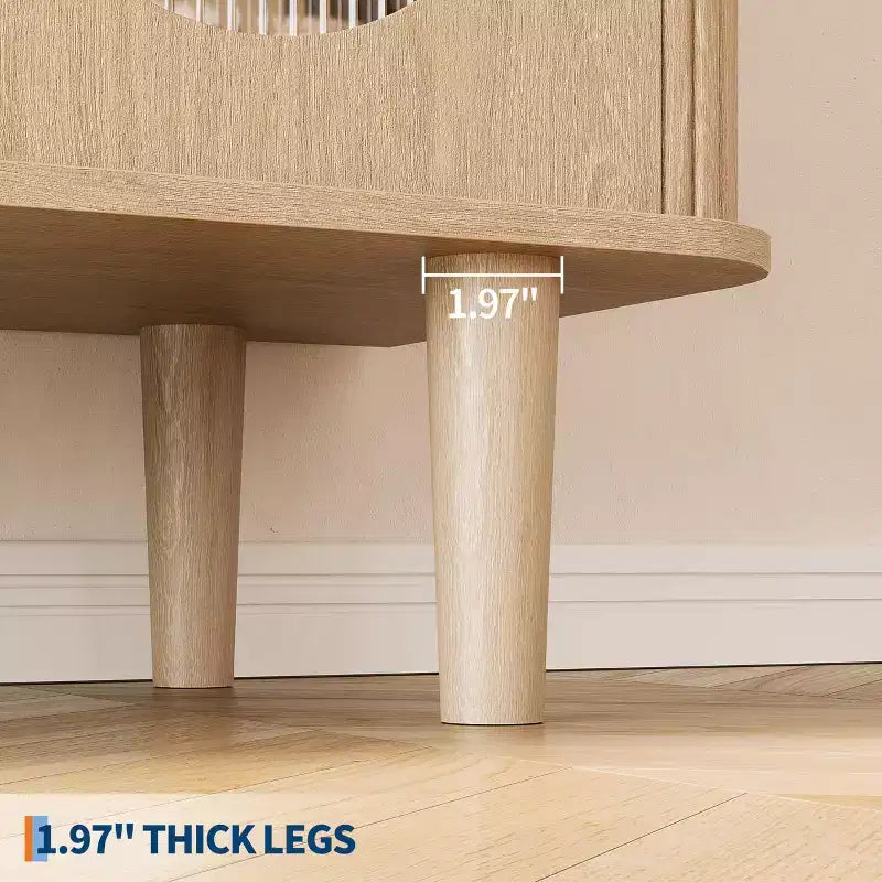 GarveeHome Buffet de salle à manger 47 po avec 2 portes en verre cannelé et 3 tiroirs, meuble d'appoint de bar à café moderne de style ferme avec étagères réglables