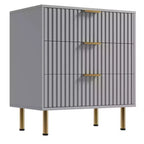 Commode à 3 tiroirs pour chambre à coucher, table de chevet moderne cannelée avec tiroirs profonds, commode avec plateau large, organisateur de commode en bois, table d'appoint.