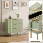 Commode à 3 tiroirs pour chambre à coucher, table de chevet moderne cannelée avec tiroirs profonds, commode avec plateau large, organisateur de commode en bois, table d'appoint.