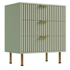 Commode à 3 tiroirs pour chambre à coucher, table de chevet moderne cannelée avec tiroirs profonds, commode avec plateau large, organisateur de commode en bois, table d'appoint.