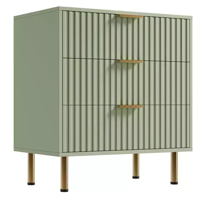 Commode à 3 tiroirs pour chambre à coucher, table de chevet moderne cannelée avec tiroirs profonds, commode avec plateau large, organisateur de commode en bois, table d'appoint.