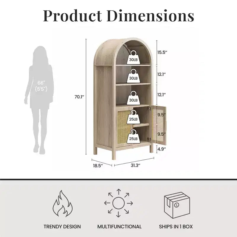 Armoire de rangement arquée moderne Jackson 70 de GDFStudio avec 2 portes