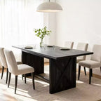 Homy Casa Table à manger rectangulaire avec piètement en X, style industriel rustique pour salle à manger, bois noir