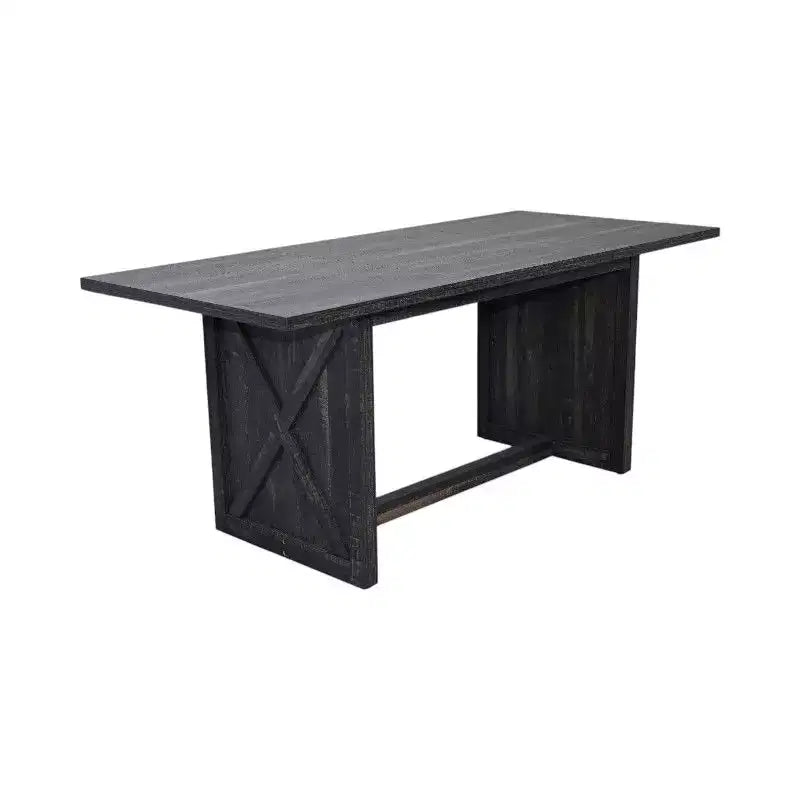 Homy Casa Table à manger rectangulaire avec piètement en X, style industriel rustique pour salle à manger, bois noir