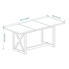 Homy Casa Table à manger rectangulaire avec piètement en X, style industriel rustique pour salle à manger, bois noir